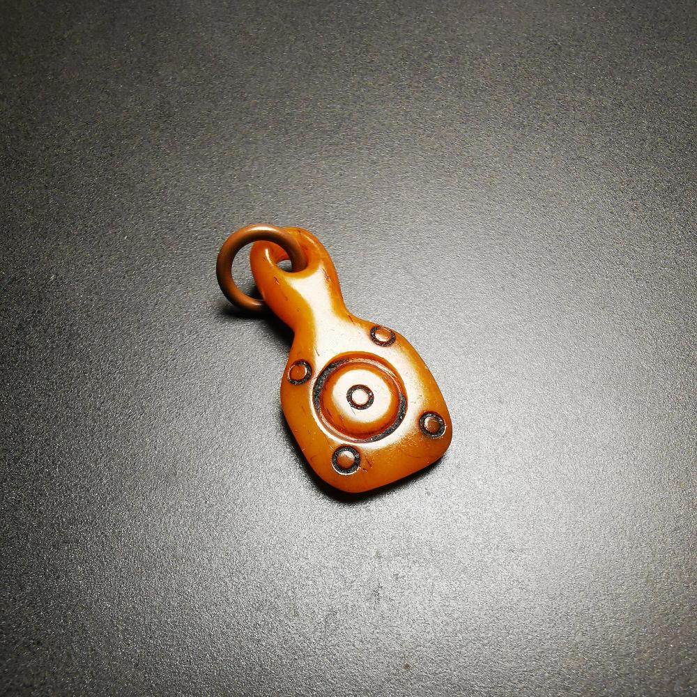 Yak Bone Amulet, Bell Shape Bead Counter Click Pendant - Gandhanra-ART