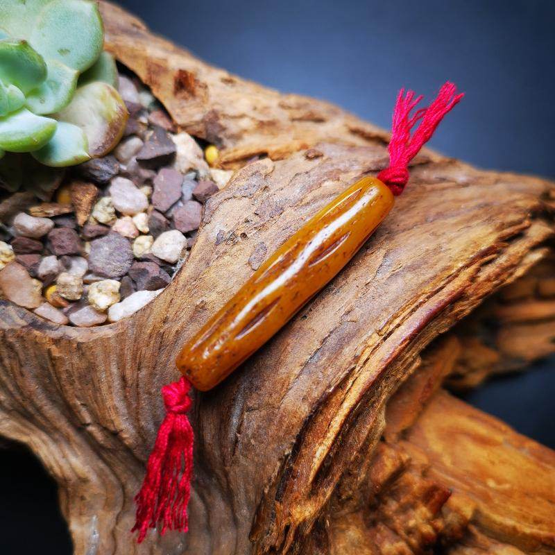 Yak Bone Amulet Charm, Bone Carved Pipe Charm Necklace - Gandhanra-ART