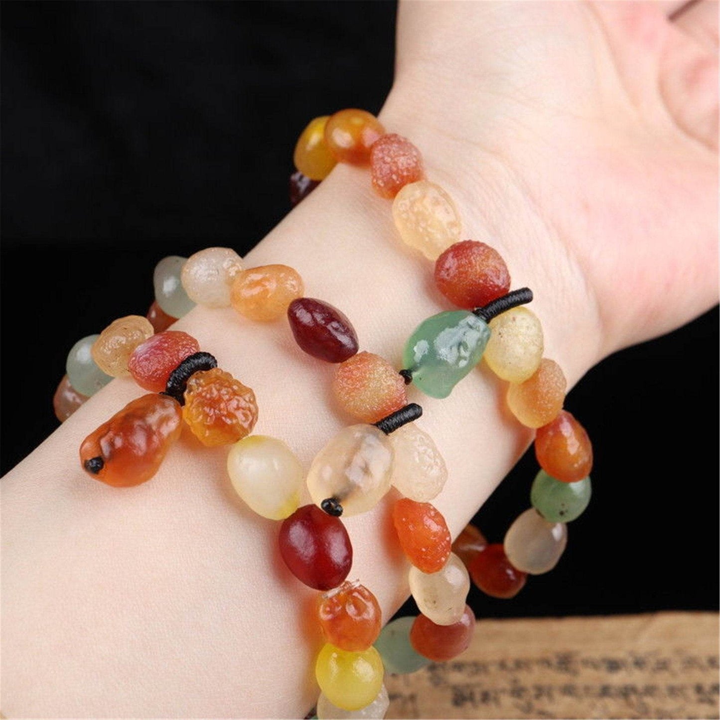 Gandhanra Handmade Gobi Desert Jade Beads Bracelet, Agate Beads Bracelet Mala For Women - Gandhanra-ART