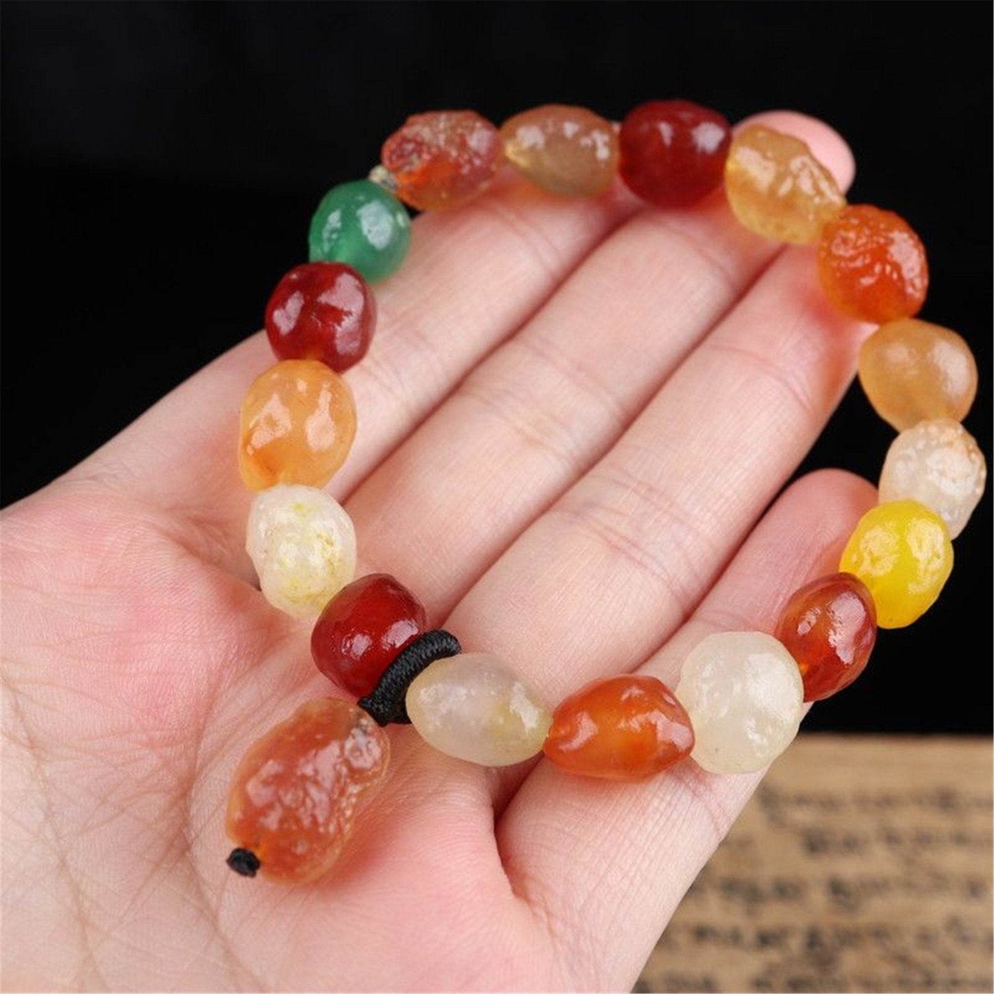 Gandhanra Handmade Gobi Desert Jade Beads Bracelet, Agate Beads Bracelet Mala For Women - Gandhanra-ART