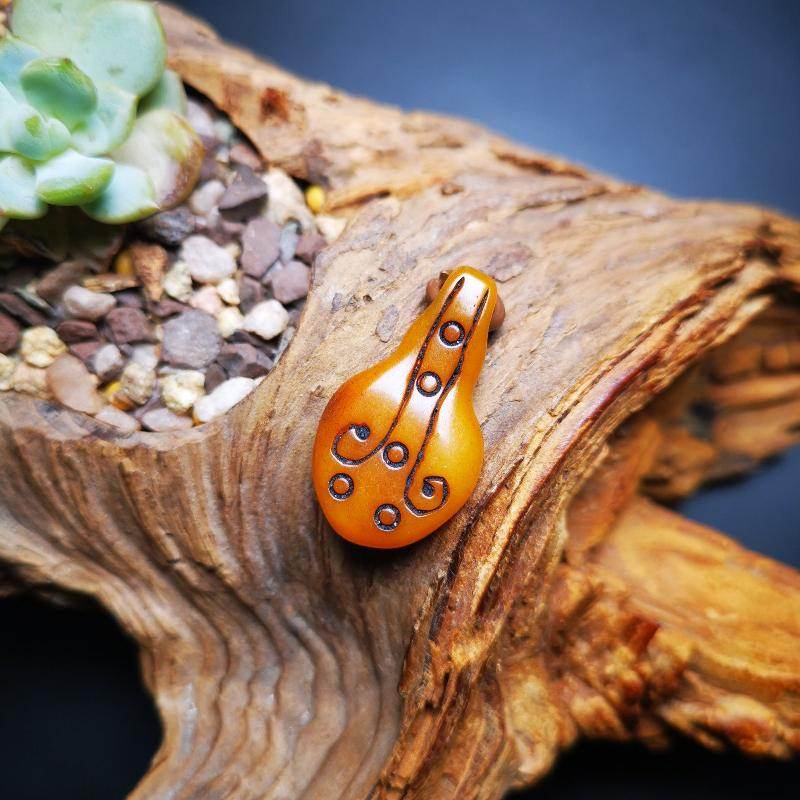 Yak Bone Amulet, Bead Counter Pendant for Mala - Gandhanra-ART
