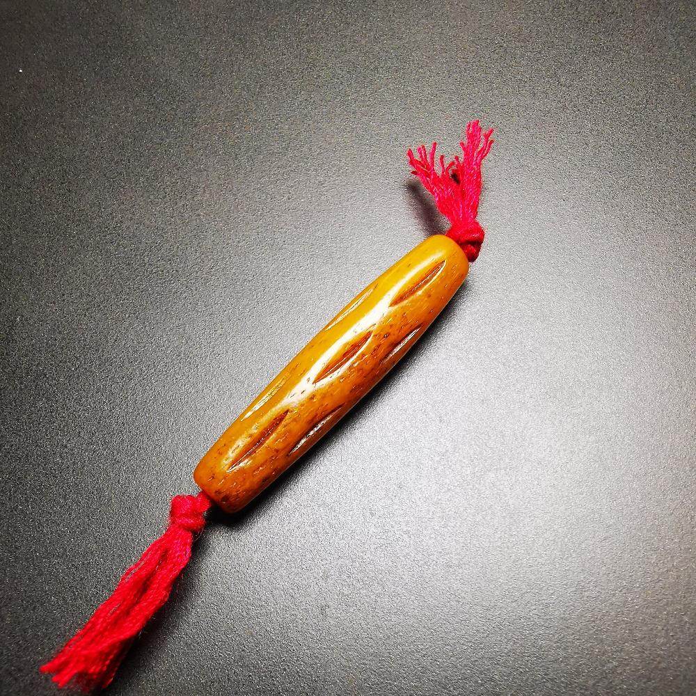 Yak Bone Amulet Charm, Bone Carved Pipe Charm Necklace - Gandhanra-ART