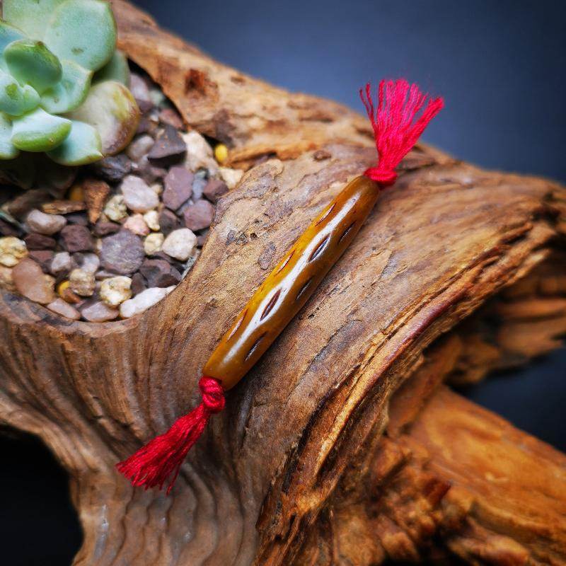 Yak Bone Amulet, Bone Carved Pipe Charm Necklace - Gandhanra-ART