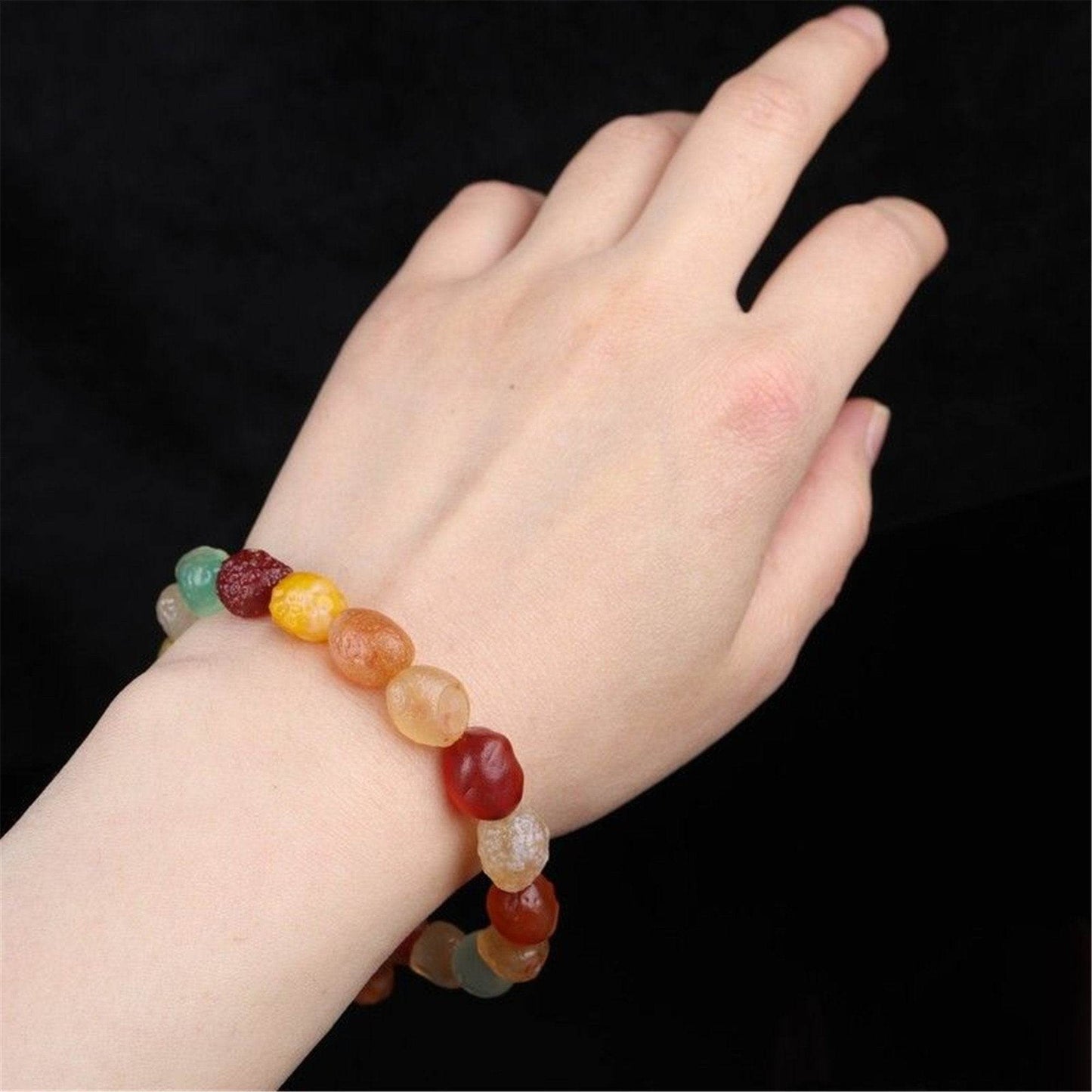 Gandhanra Handmade Gobi Desert Jade Beads Bracelet, Agate Beads Bracelet Mala For Women - Gandhanra-ART