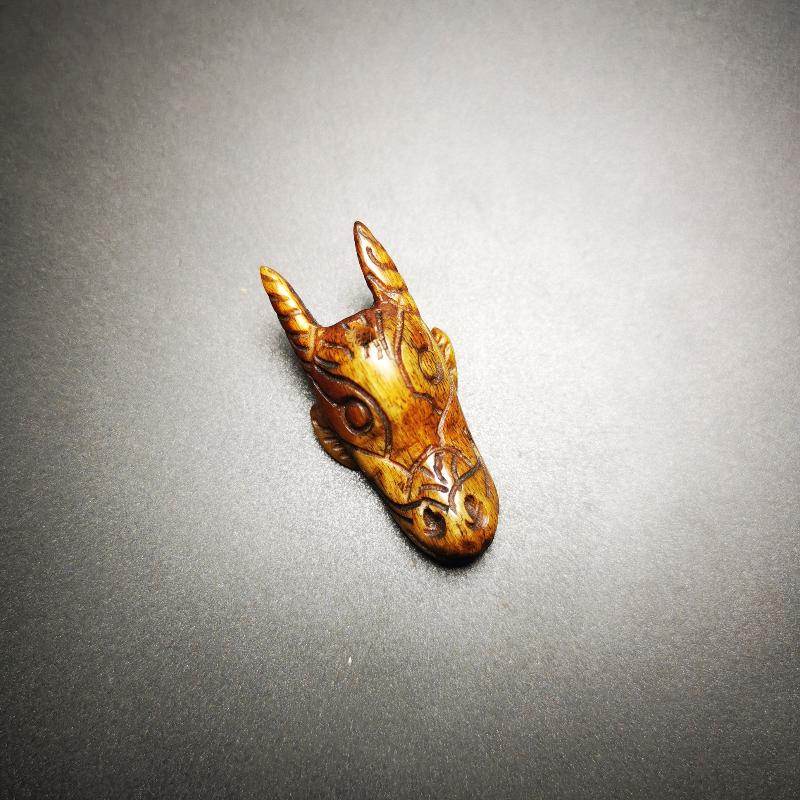 Gandhanra Tibetan Yak Bone Carved Amulet,Bone Pendant,Yak Bull Head Sculpture - Gandhanra-ART