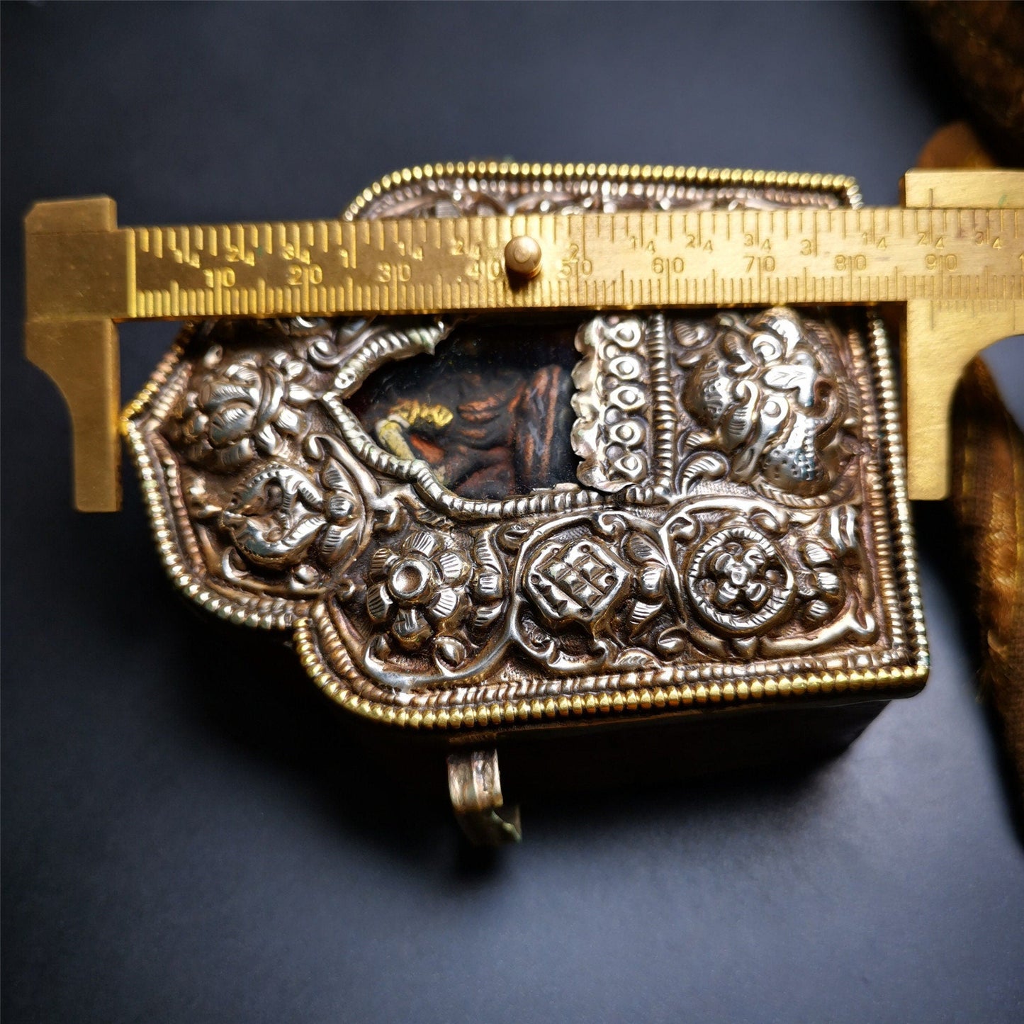 Gandhanra Antique Tibetan Gau Ghau Shrine,Pocket Tibetan Buddhist Altar Amulet with Manjusri Statue,about 100 years old Gandhanra-ART