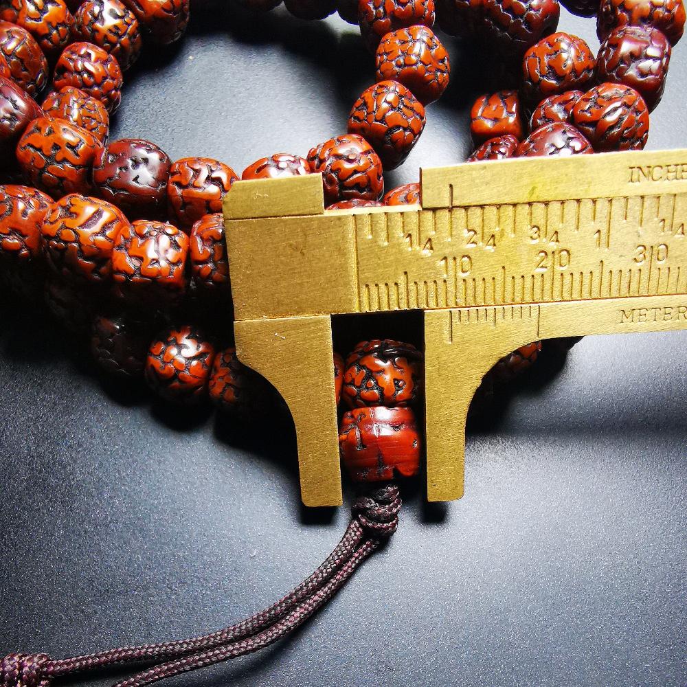 Gandhanra Old Tibetan Mala Beads Necklace, Square Rudraksha Bodhi Seed Prayer Beads Bracelet for Meditation Gandhanra-ART