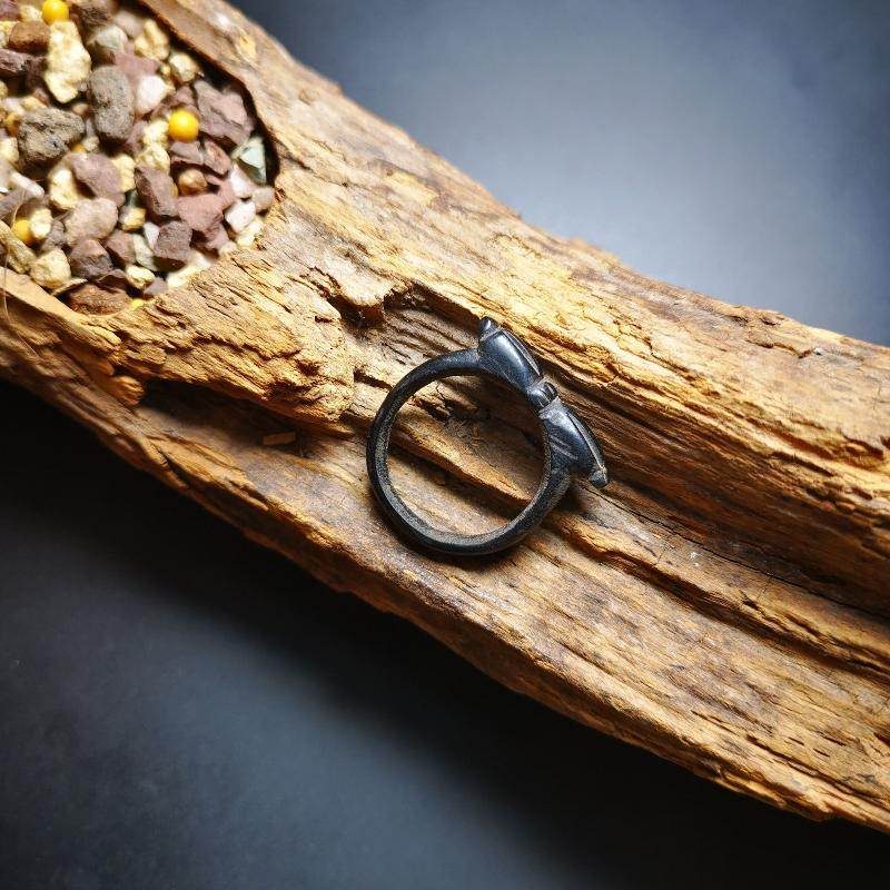 Gandhanra Hand Carved Tibetan Vajra Ring,Made of Yak Horn,Buddhist Protection Jewelry - Gandhanra-ART