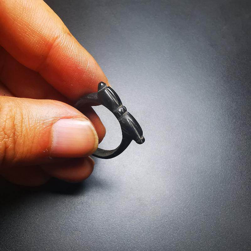 Gandhanra Hand Carved Tibetan Vajra Ring,Made of Yak Horn,Buddhist Protection Jewelry - Gandhanra-ART