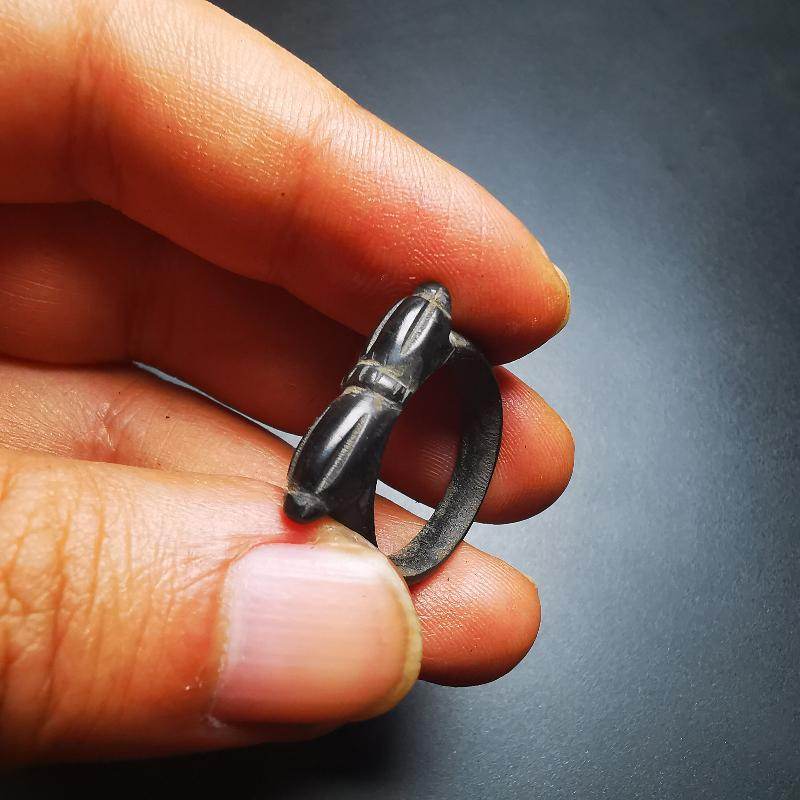 Gandhanra Hand Carved Tibetan Vajra Ring,Made of Yak Horn,Buddhist Protection Jewelry - Gandhanra-ART