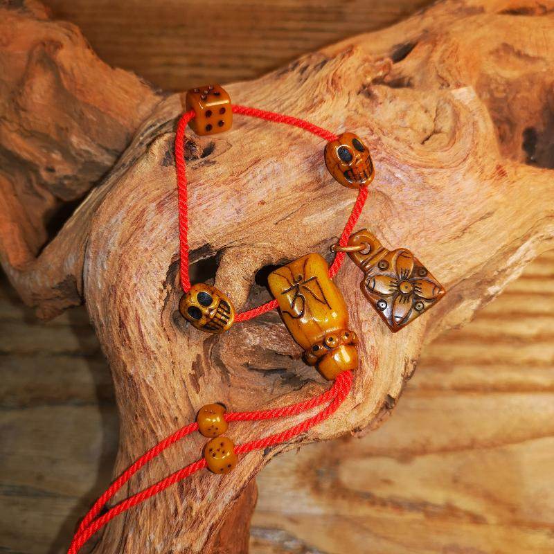 Gandhanra Bone Carved Tibetan Mala Decor Beads Set,include Guru Bead, Marker Bead,Tassel Bead ,Bead Clip,String and Crochet,DIY Prayer Bead - Gandhanra-ART