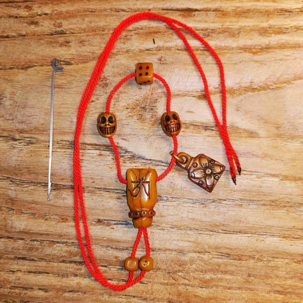 Gandhanra Bone Carved Tibetan Mala Decor Beads Set,include Guru Bead, Marker Bead,Tassel Bead ,Bead Clip,String and Crochet,DIY Prayer Bead - Gandhanra-ART
