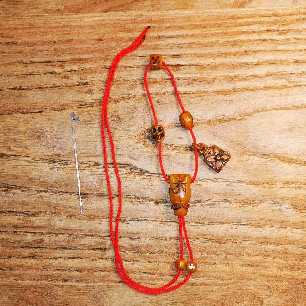 Gandhanra Bone Carved Tibetan Mala Decor Beads Set,include Guru Bead, Marker Bead,Tassel Bead ,Bead Clip,String and Crochet,DIY Prayer Bead - Gandhanra-ART
