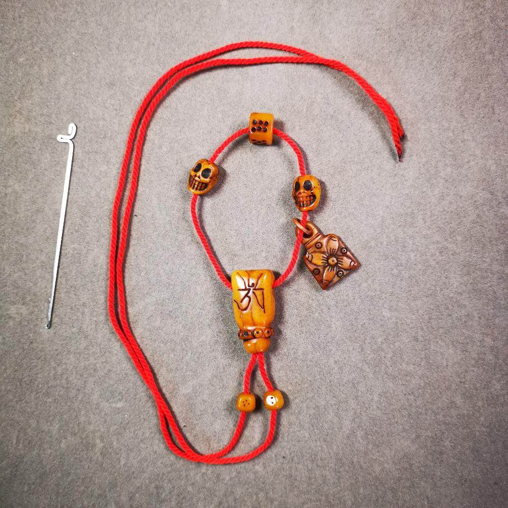 Gandhanra Bone Carved Tibetan Mala Decor Beads Set,include Guru Bead, Marker Bead,Tassel Bead ,Bead Clip,String and Crochet,DIY Prayer Bead - Gandhanra-ART