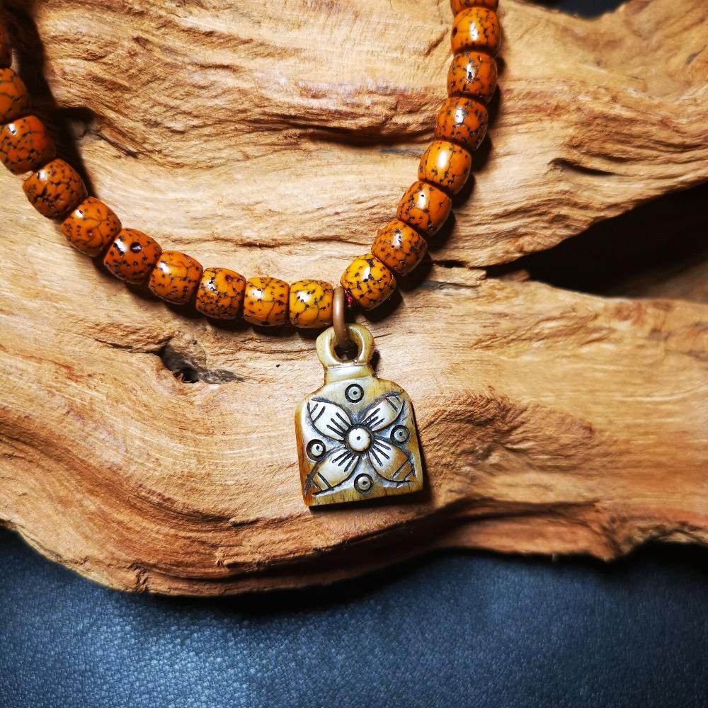 Yak Bone Carved Flower Mala Pendant,Bead Counter Clip, Prayer Bead Accessories,Gandhanra Tibetan Amulet - Gandhanra-ART