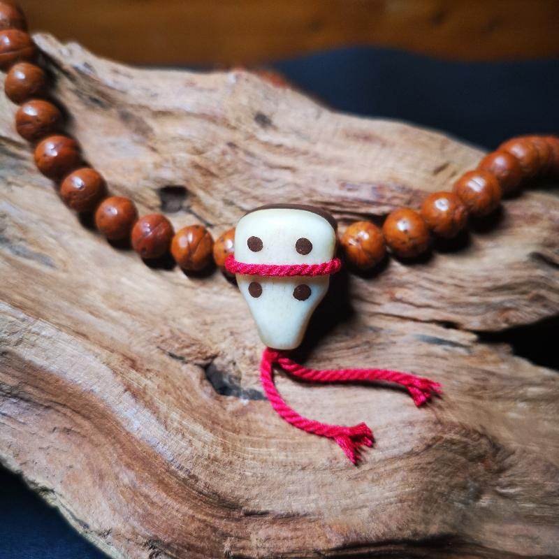 Gandhanra Tibetan Yak Bone + Sandalwood Guru Bead,T-drilled 3-Hole Bead,Mala Bead,Connector Bead for Prayer Bead Accessories - Gandhanra-ART