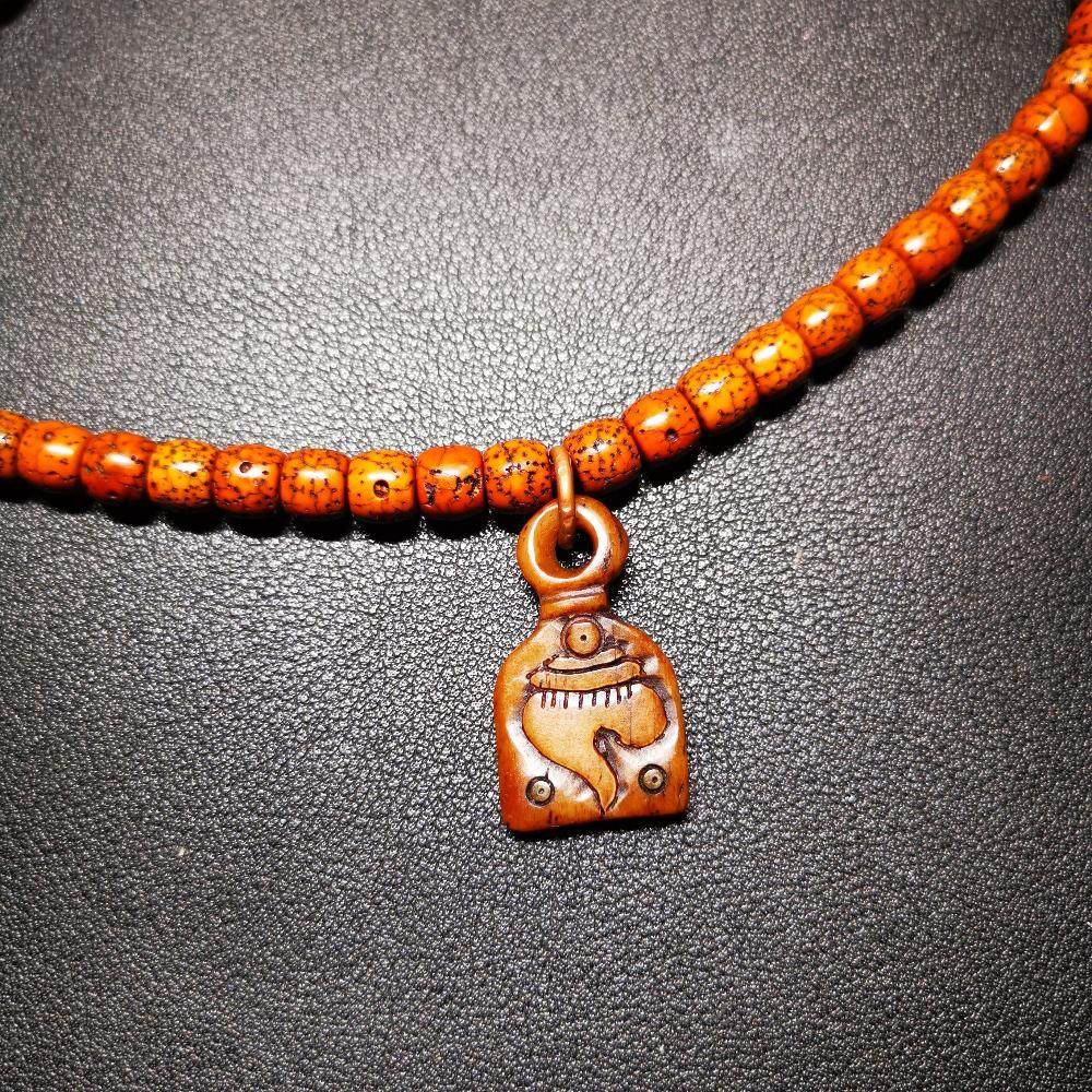 Gandhanra Tibetan Shankha Flower Amulet,Yak Bone Carved Conch Pendant, Bead Counter Clip Pendant for Mala, Prayer Bead Accessories - Gandhanra-ART