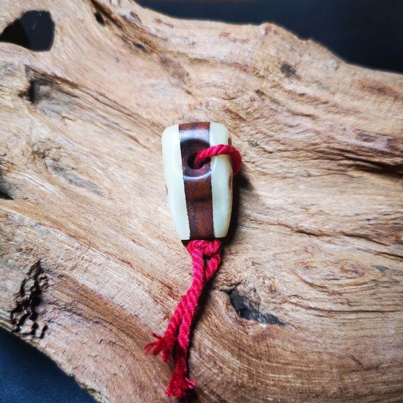 Gandhanra Tibetan Yak Bone Inlaid Sandalwood Guru Bead,T-drilled 3-Hole Bead,Mala Bead,Connector Bead for Prayer Bead Accessories - Gandhanra-ART