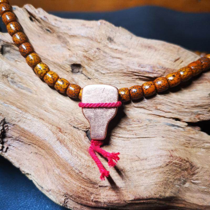 Gandhanra Tibetan Copper & Sandalwood Guru Bead,T-drilled 3-Hole Bead,Mala Bead,Connector Bead for Prayer Bead Accessories - Gandhanra-ART