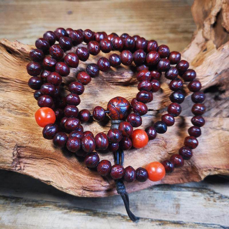 Gandhanra Antique Powerful Bodhi Beads Necklace,108 Mala Beads for Meditation and Prayer - Gandhanra-ART
