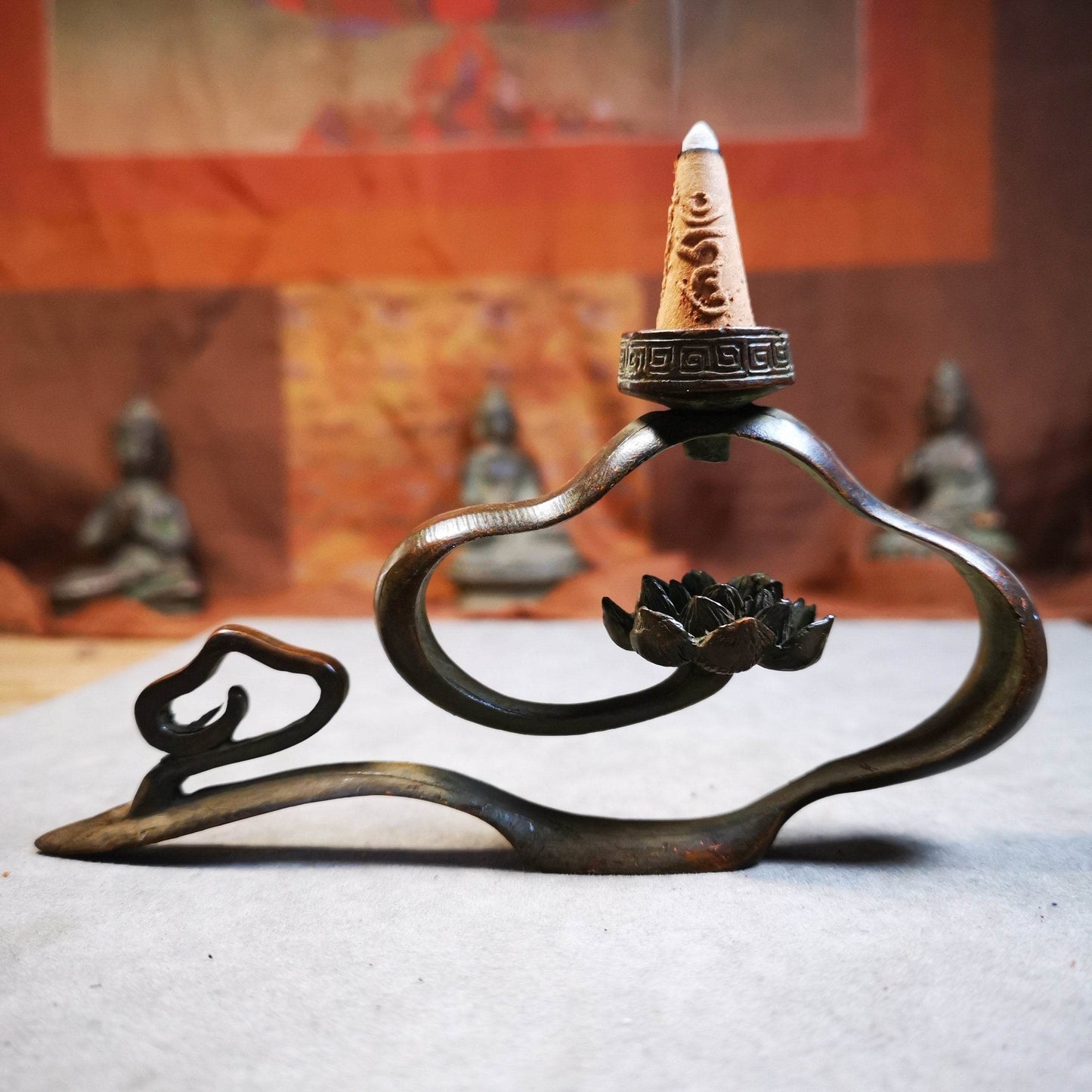Gandhanra Handmade Cloud Shape Tibetan Cone Incense Burner,for Cone and Stick Incense - Gandhanra-ART