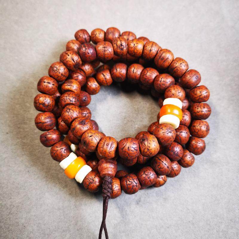 Gandhanra Antique Big Bodhi Beads Mala Necklace,49 inches 108 Prayer Bead for Meditation - Gandhanra-ART