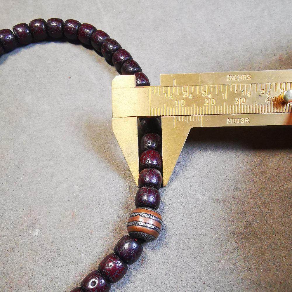 Gandhanra Handmade Antique 108 Lotus Beads Mala with Cold Iron Amulet Beads and Counters,Old Prayer Beads Necklace - Gandhanra-ART