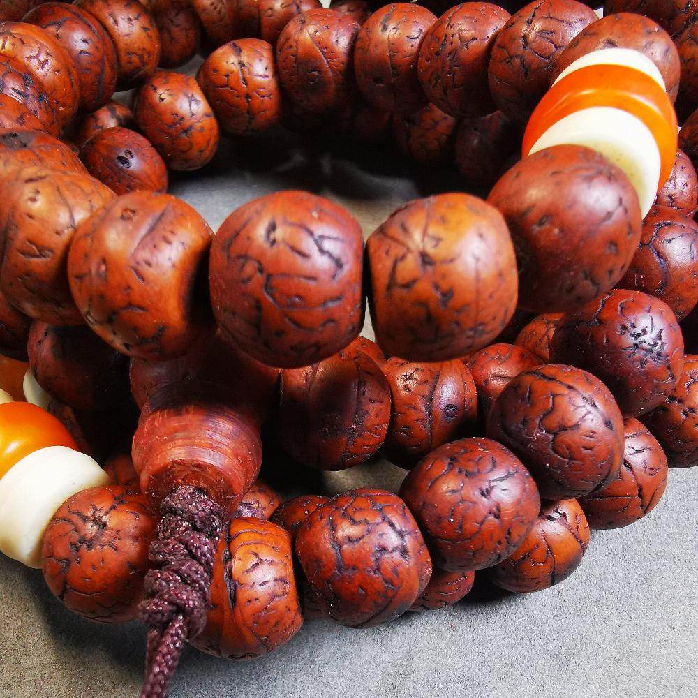 Gandhanra Antique Big Bodhi Beads Mala Necklace,49 inches 108 Prayer Bead for Meditation - Gandhanra-ART
