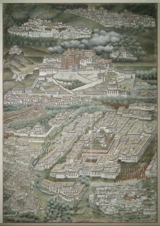 The ancient map of Lhasa in the World Museum - View of the Holy City - Gandhanra-ART