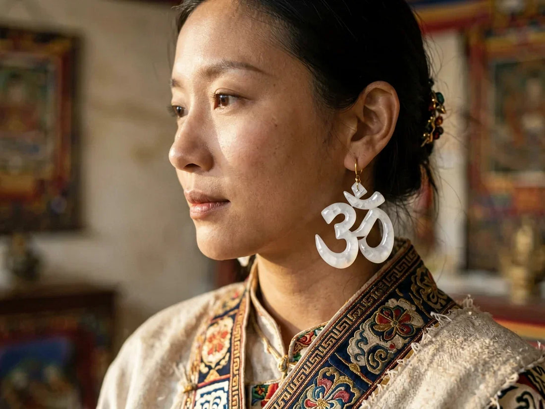 The Sound of Om: White Crystal Earrings of the Primordial — from gandhanra.art