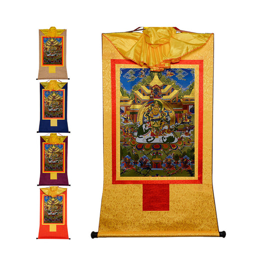 Gandhanra Bronzing Printed Tibetan Thangka Art - Vaisravana Thangka, Hand Framed Tibetan Buddhist Thangka Wall Hanging