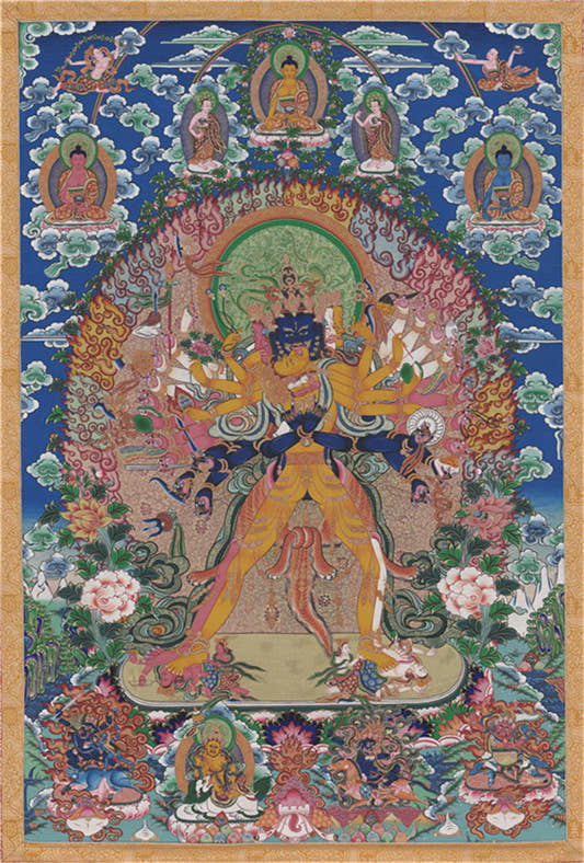 Kalacakravajra Image - Tibetan thangka painting, front view