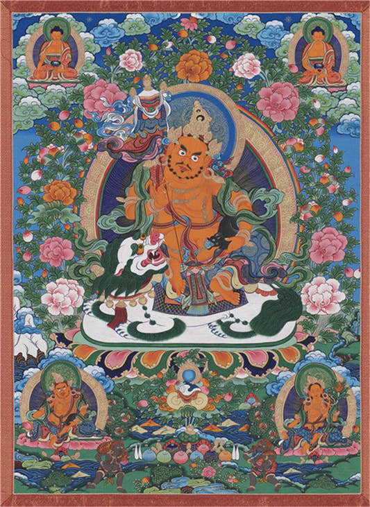 Vaisravana Image - Tibetan thangka painting, front view