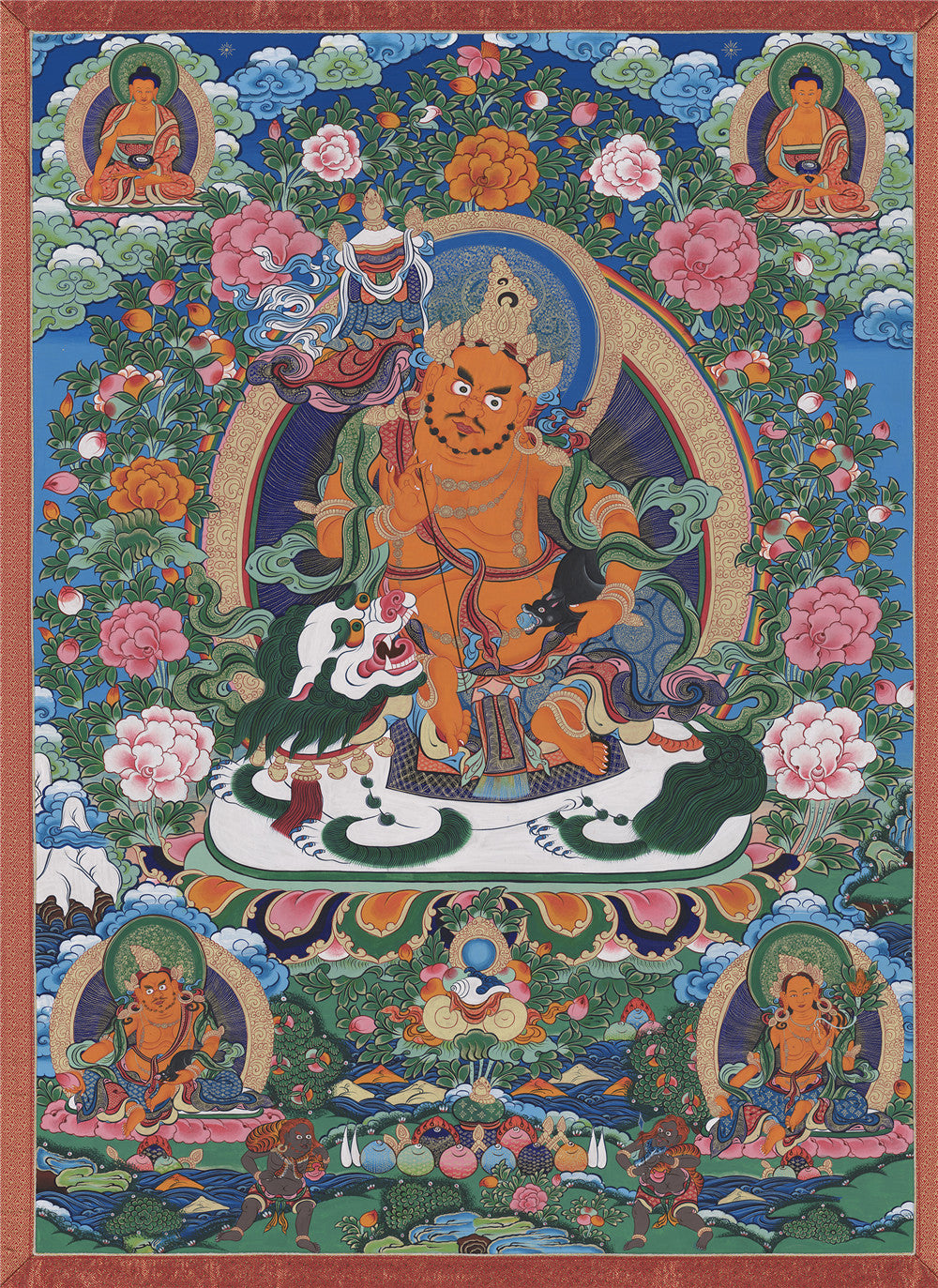 Gandhanra Tibetan Thangka Art - vaishravana - vaisravana - from Kathok Monastery - Giclee Print with Mineral Pigments