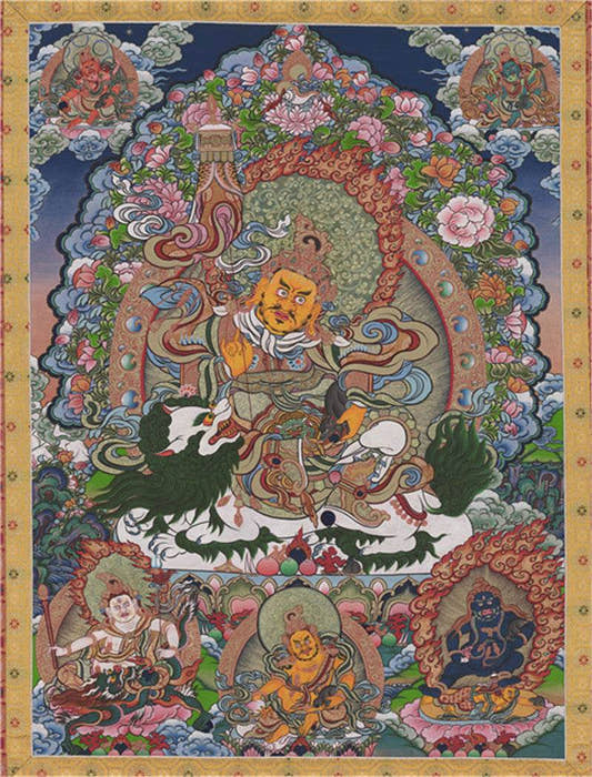Vaisravana Image - Tibetan thangka painting, front view