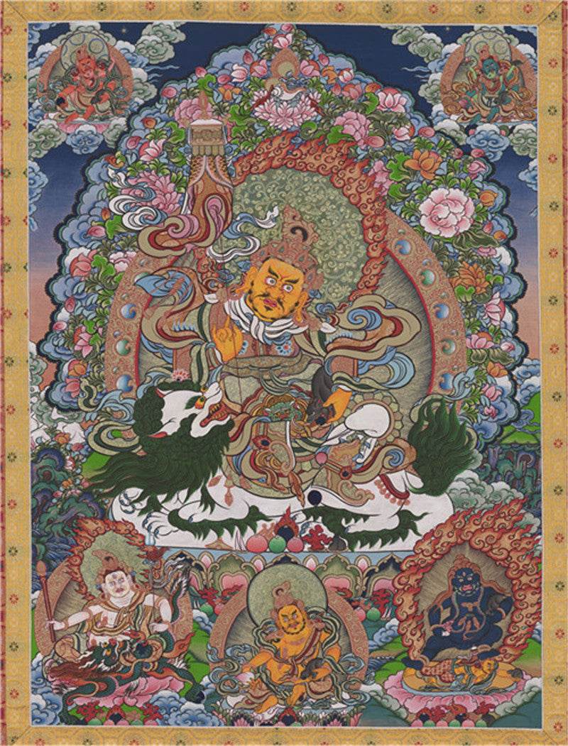 Vaisravana Image - Tibetan thangka painting, front view
