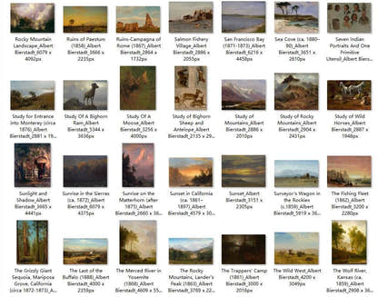 99 Painting Images by Albert Bierstadt American, 1830-1902 - Tibetan Buddhist thangka, close-up detail
