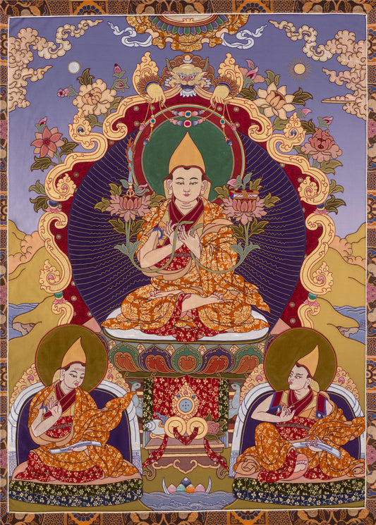 Gandhanra Tibetan Thangka Art - Tsongkhapa - from Labrang Monastery - Giclee Print with Mineral Pigments