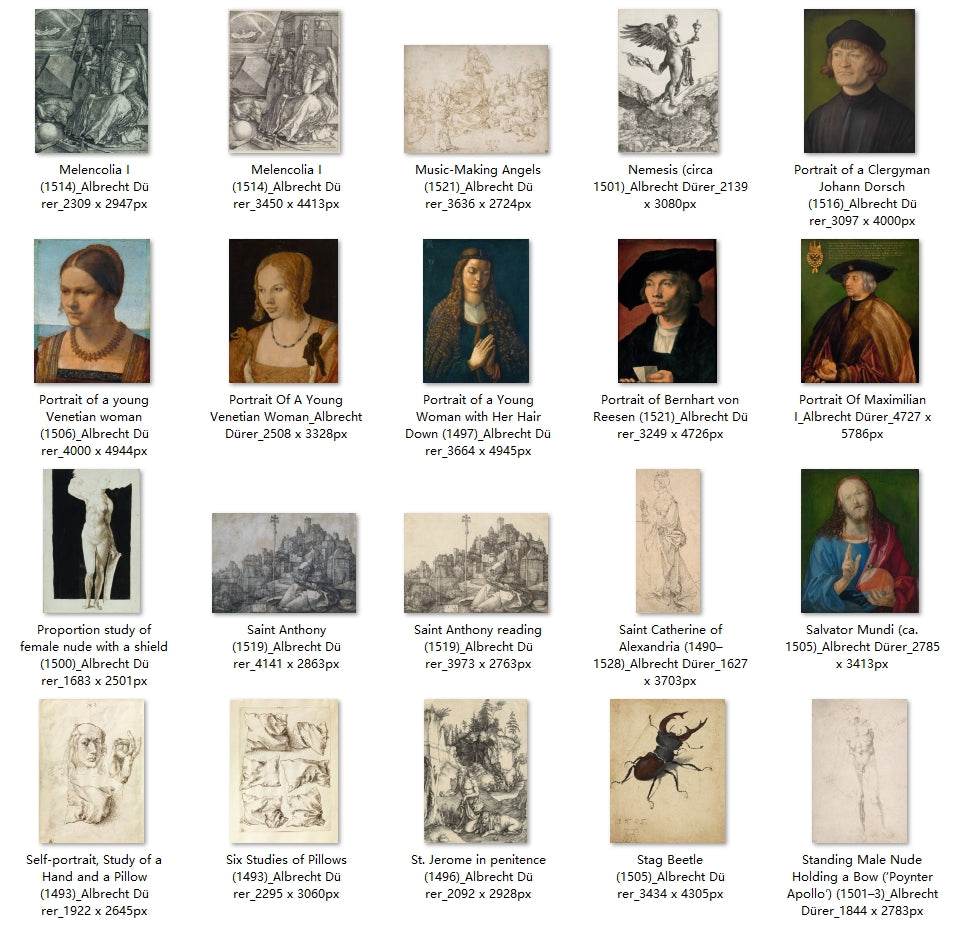 60 Painting Images by Albrecht Dürer German, 1471-1528 - Tibetan Buddhist thangka, detailed view