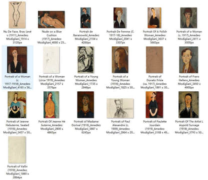 67 Painting Images by Amedeo Modigliani Italian, 1884-1920 - Tibetan Buddhist thangka, close-up detail