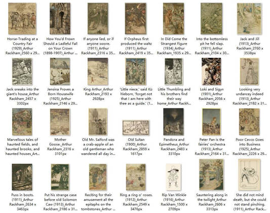 98 Painting Images by Arthur Rackham English, 1867-1939 - Tibetan Buddhist thangka, detailed view