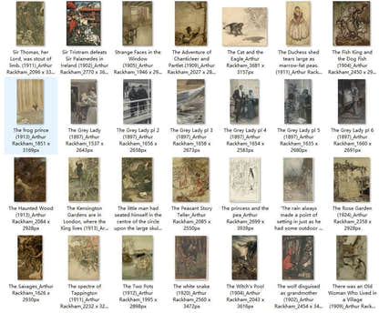 98 Painting Images by Arthur Rackham English, 1867-1939 - Tibetan Buddhist thangka, close-up detail