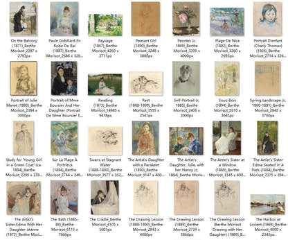 74 Painting Images by Berthe Morisot French, 1841-1895 - Tibetan Buddhist thangka, detailed view