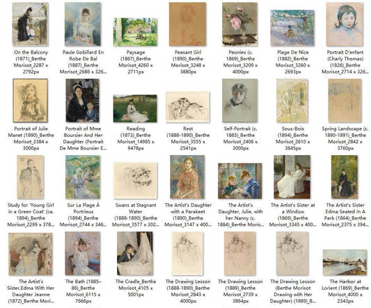 74 Painting Images by Berthe Morisot French, 1841-1895 - Tibetan Buddhist thangka, detailed view