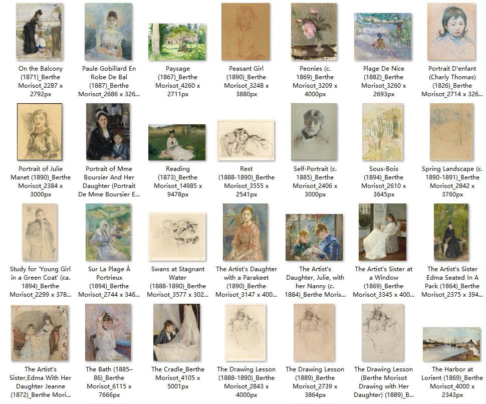 74 Painting Images by Berthe Morisot French, 1841-1895 - Tibetan Buddhist thangka, detailed view