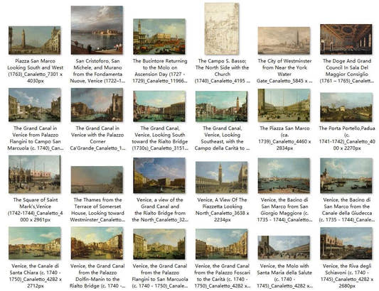 58 Painting Images by Canaletto Italian, 1697 - 1768 - Tibetan Buddhist thangka, detailed view