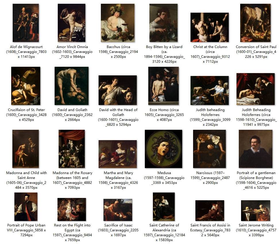 45 Painting Images by Caravaggio Italian, 1571-1610 - Tibetan Buddhist thangka, front view