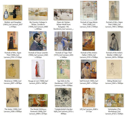 40 Painting Images by Carl Larsson Swedish, 1853-1919 - Tibetan Buddhist thangka, detailed view
