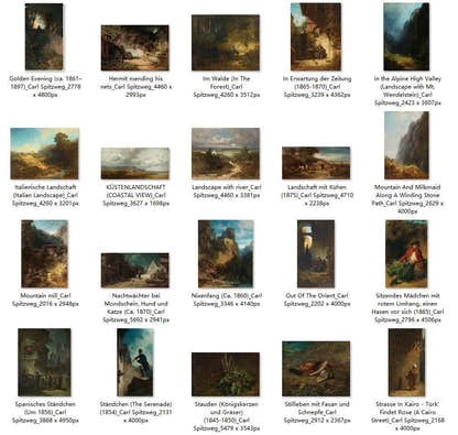 50 Painting Images by Carl Spitzweg German, 1808-1880 - Tibetan Buddhist thangka, detailed view