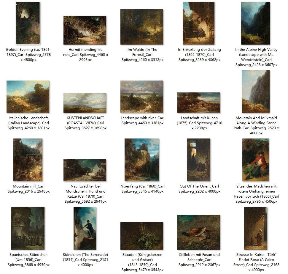 50 Painting Images by Carl Spitzweg German, 1808-1880 - Tibetan Buddhist thangka, detailed view